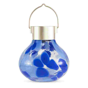Periwinkle Tea Lantern Hand Blown Glass Solar Lantern