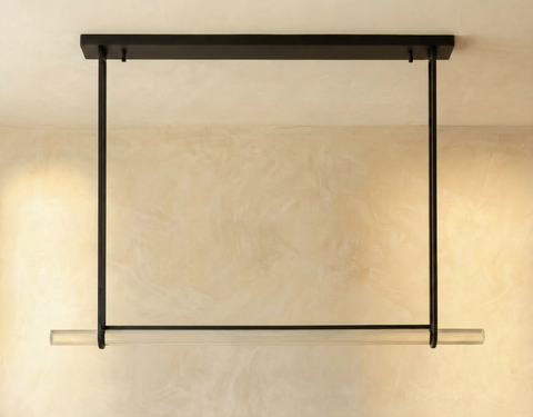 Inspired Audubon Style Crystal 1-Bar Linear Chandelier 60.5" - Black