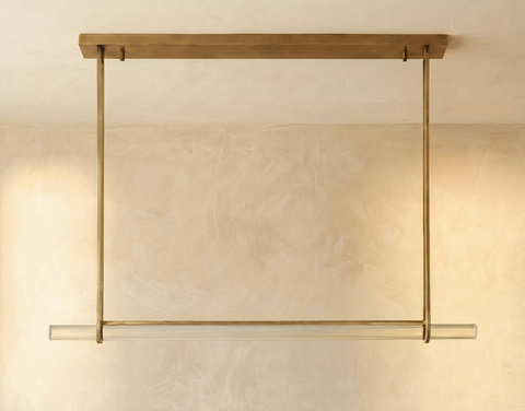 Inspired Audubon Style Crystal 1-Bar Linear Chandelier 60.5" - Gold