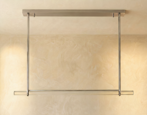 Inspired Audubon Style Crystal 1-Bar Linear Chandelier 60.5" - Stainless Steel
