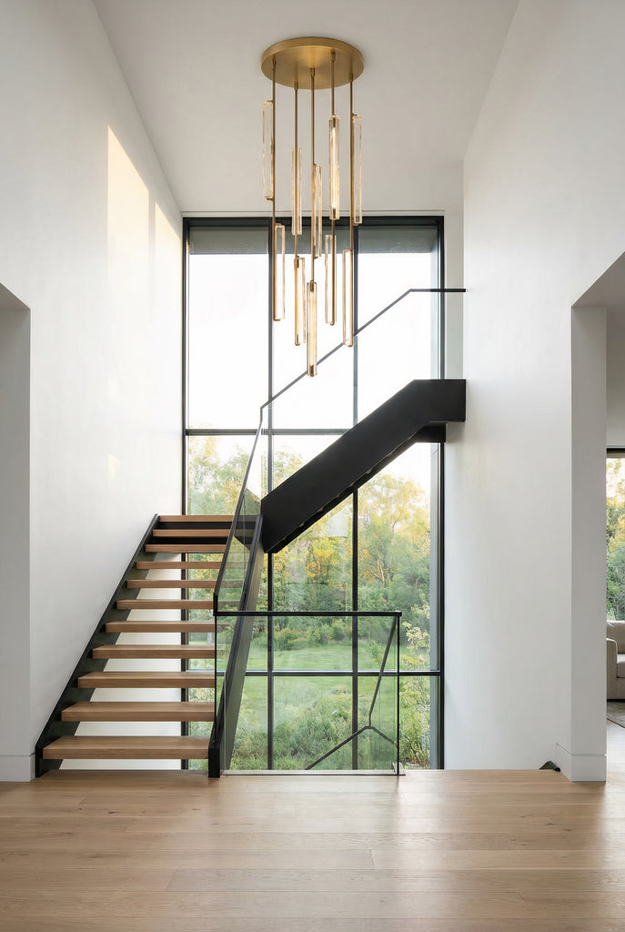 Inspired Audubon Style Crystal Round Chandelier Lacquered Burnished Brass in Elegant Room Setting