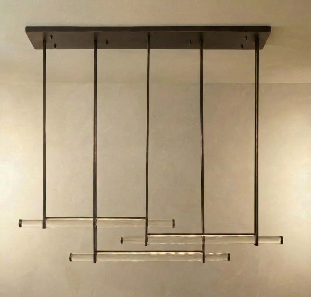 Inspired Audubon Style Crystal 3-Bar Linear Chandelier 60.5" - Black