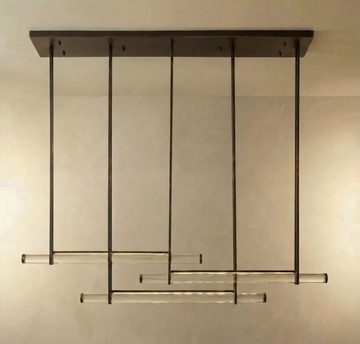 Inspired Audubon Style Crystal 3-Bar Linear Chandelier 60.5" - Black