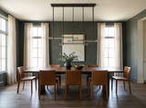 Inspired Audubon Style Crystal 3-Bar Linear Chandelier 60.5" - Black in Elegant Room