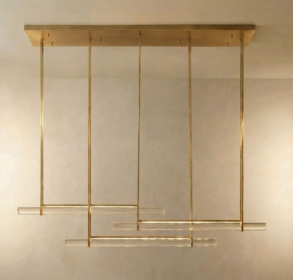 Inspired Audubon Style Crystal 3-Bar Linear Chandelier 60.5" - Gold