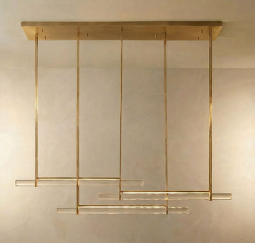 Inspired Audubon Style Crystal 3-Bar Linear Chandelier 60.5" - Gold