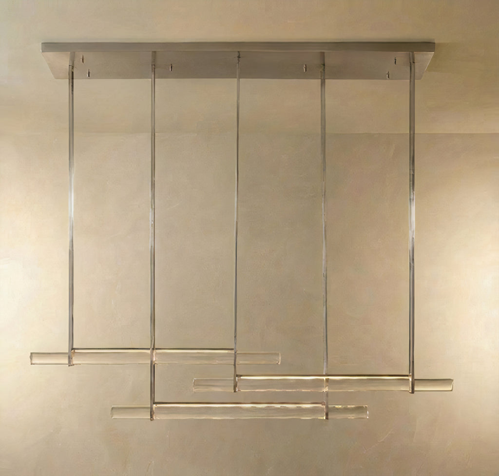 Inspired Audubon Style Crystal 3-Bar Linear Chandelier 60.5" - Stainless Steel