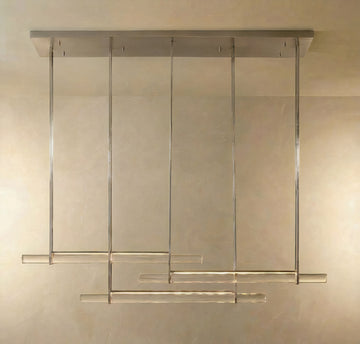 Inspired Audubon Style Crystal 3-Bar Linear Chandelier 60.5" - Stainless Steel