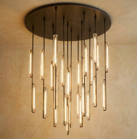 Inspired Audubon Style Crystal Round Chandelier 56.5" - Black