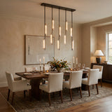 Inspired Audubon Style Crystal Linear Chandelier 54.5" - Black in Dining Room