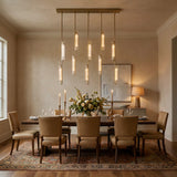Inspired Audubon Style Crystal Linear Chandelier 54.5" - Gold in Dining Room