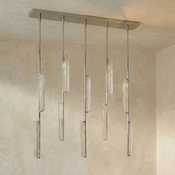 Inspired Audubon Style Crystal Linear Chandelier 54.5" - Stainless Steel