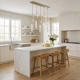 Inspired Audubon Style Crystal Linear Chandelier 54.5" - Stainless Steel in Kitchen