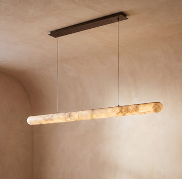 Inspired Rivage Style 80 Inch Linear Calcite Chandelier Bronze - Main Product View