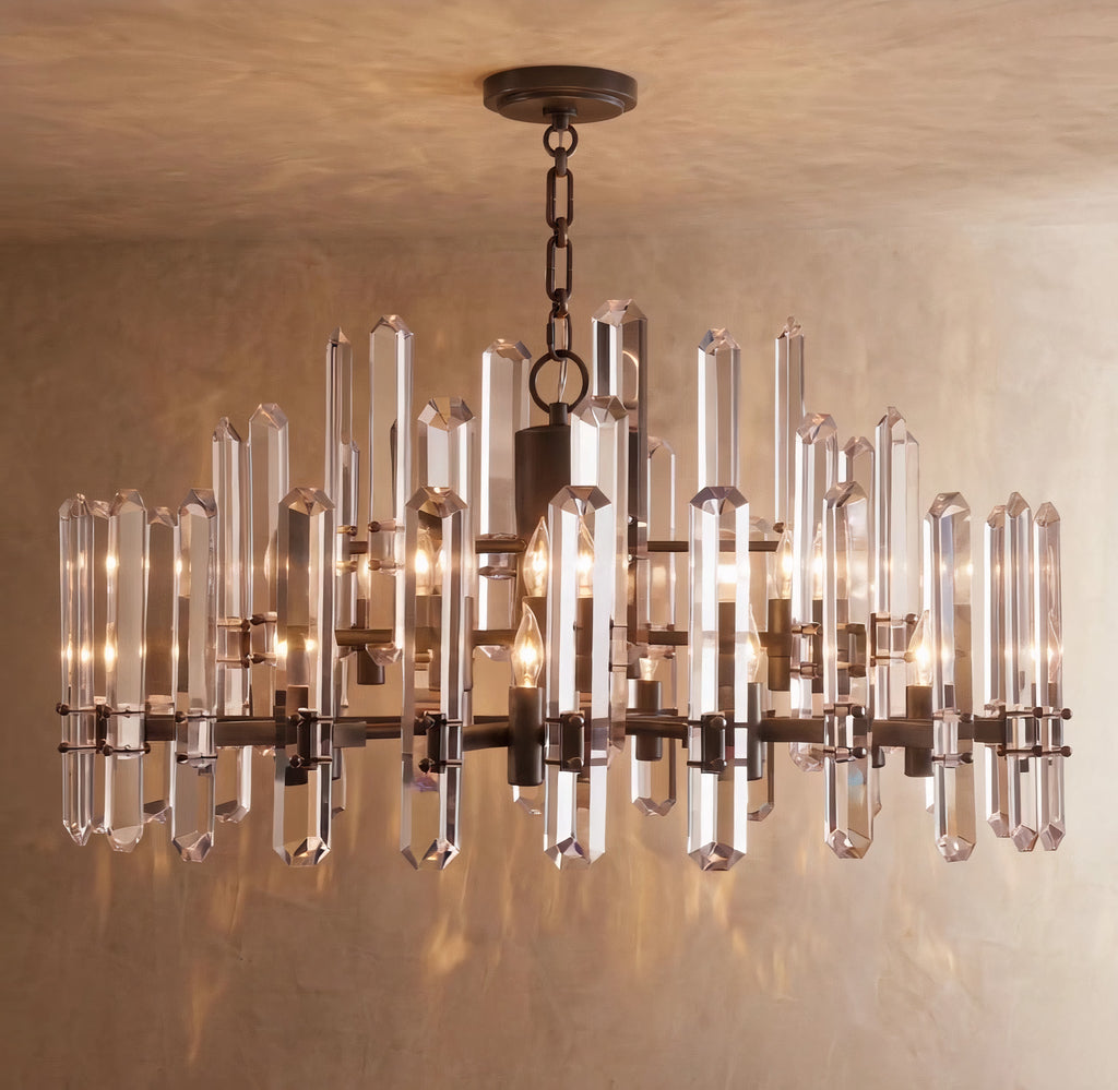Inspired Bonnington Style 36 Inch Round Crystal Chandelier Bronze - Main Product View