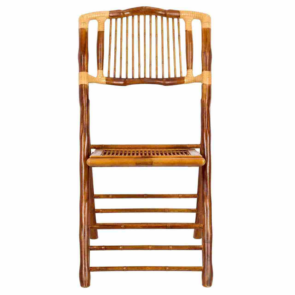 Synthetic Bamboo Folding Chair with Steel-Core Frame and Carry Bag