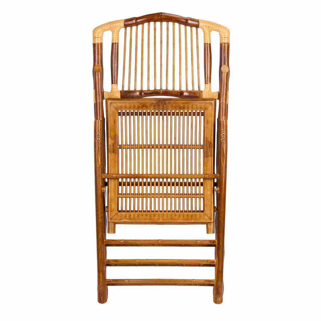 Synthetic Bamboo Folding Chair with Steel-Core Frame and Carry Bag
