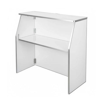 42" Tall x 48" Long White Portable Folding Bar Laminate Surface Metal Edge