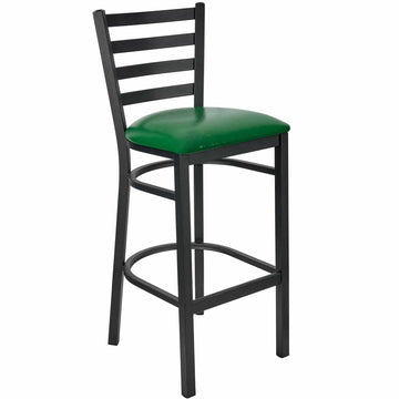 Ladder Back Bar Stool with Frame and Vinyl Seat