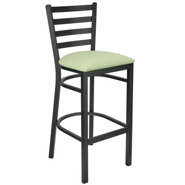 Ladder Back Bar Stool with Frame and Light Vinyl Seat