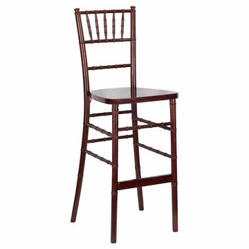 Mahogany Red Wine Heavy-Duty Wood Ballroom Barstool