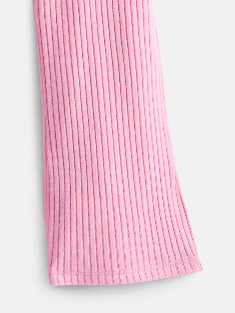 Toddler Girls' Ribbed Top and Wide Leg Pants Set, 2-Piece