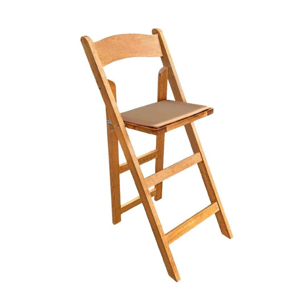 Heavy-Duty Wood Folding Bar Stool with Padded Seat