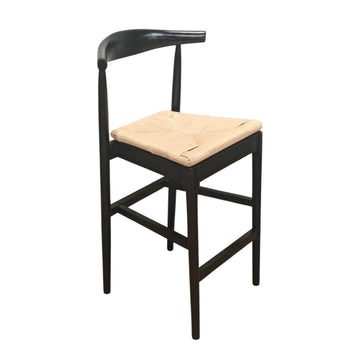 Black Horn Wood 27.17" Standard Bar Height Bar Stool with Natural Rope Seat
