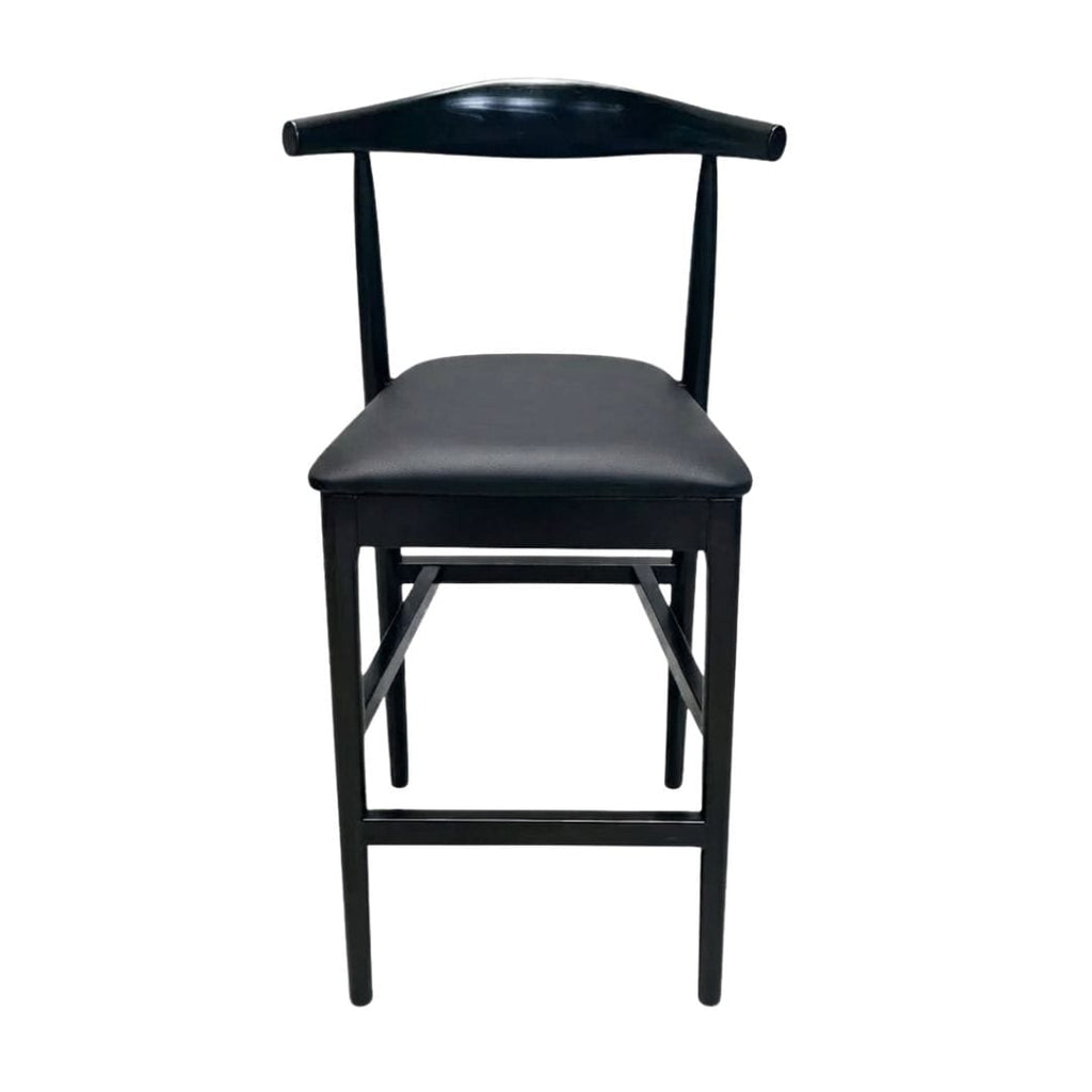 Black Horn Wood 27.17" Standard Bar Height Bar Stool with Black Vinyl Cushion