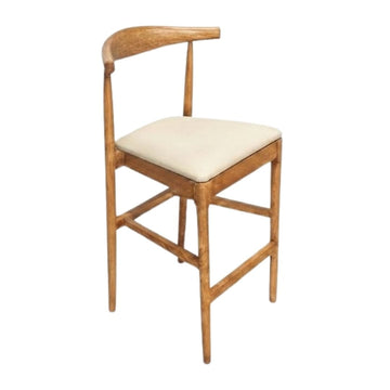 Chestnut Horn Wood 27.17" Standard Bar Height Bar Stool with Ivory Vinyl Cushion