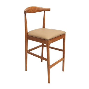 Chestnut Horn Wood 27.17" Standard Bar Height Bar Stool with Taupe Vinyl Cushion