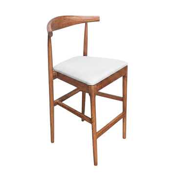 Chestnut Horn Wood 27.17" Standard Bar Height Bar Stool with White Vinyl Cushion