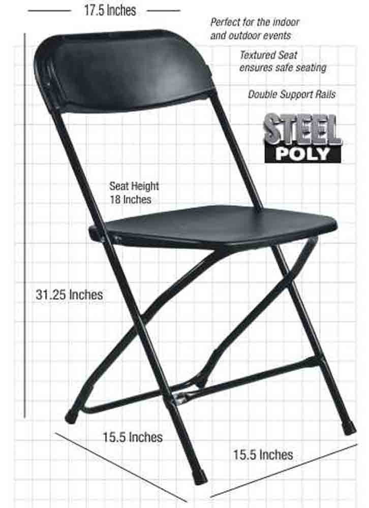 Black Folding Chair (Steel-Poly Chair)