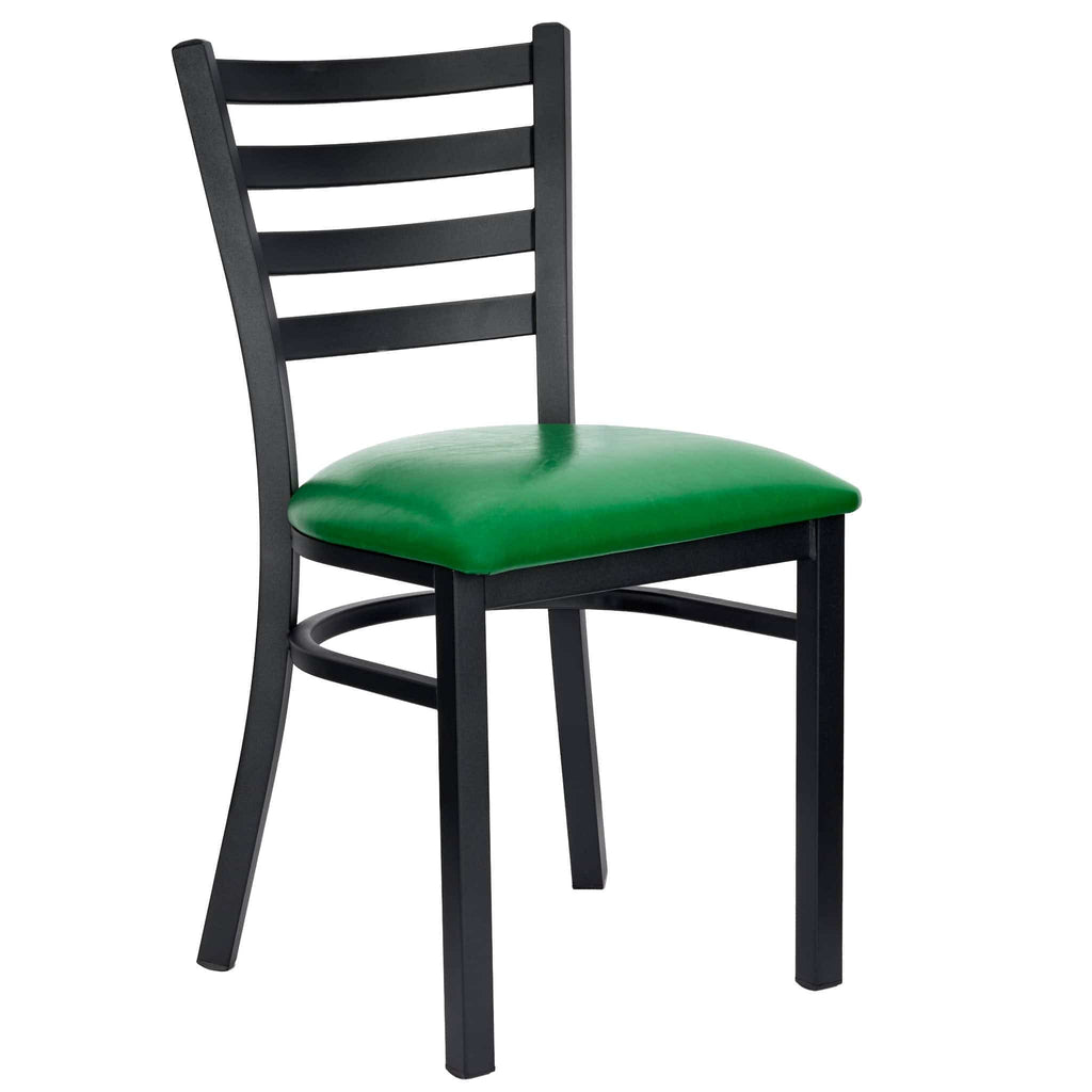 Ladder Back Restaurant Chair with Metal Frame and Vinyl Seat