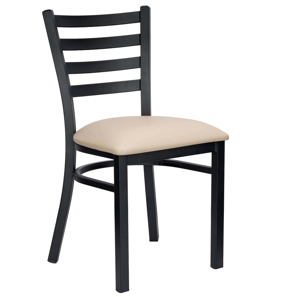 Ladder Back Restaurant Chair with Metal Frame and Vinyl Seat