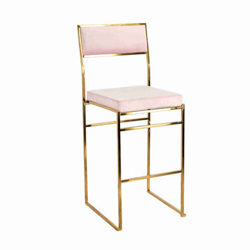 Melissa Barstool in Gold Stainless Steel Frame with Blush Cushion Seat and Back