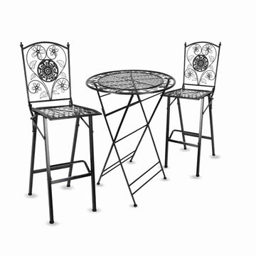Barcelona Bistro Set in Rustic Matte Black includes 32" Cocktail Table and 2 Barstools