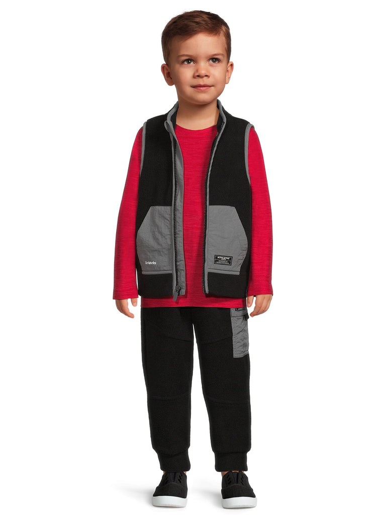 Toddler Boy's Fleece Vest, Long Sleeve Top, and Pants, 3-Piece Set