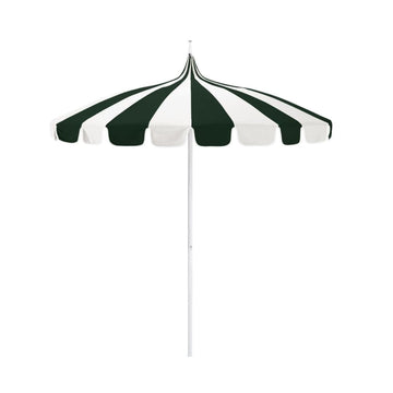 Forest Green 8.5' Pagoda Series Fabric Patio Umbrella with White Aluminum Pole and Push Lift