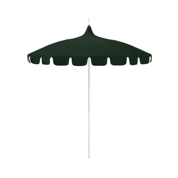 Forest Green 8.5' Classic Pagoda Series Fabric Patio Umbrella with White Aluminum Pole and Push Lift