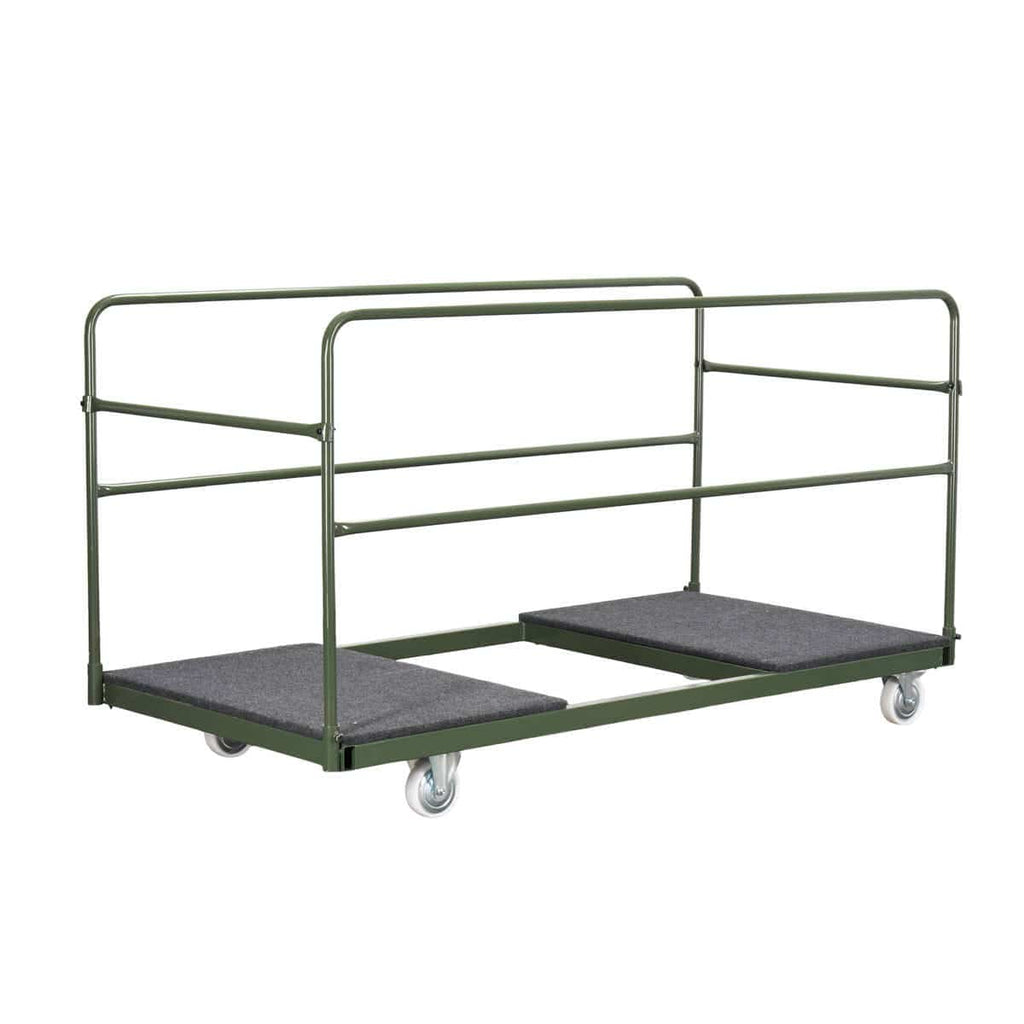 8 Plywood 96" x 30" (8 Foot) Rectangle Folding Tables with Vinyl Edge + Extra Large Steel Banquet Table Cart