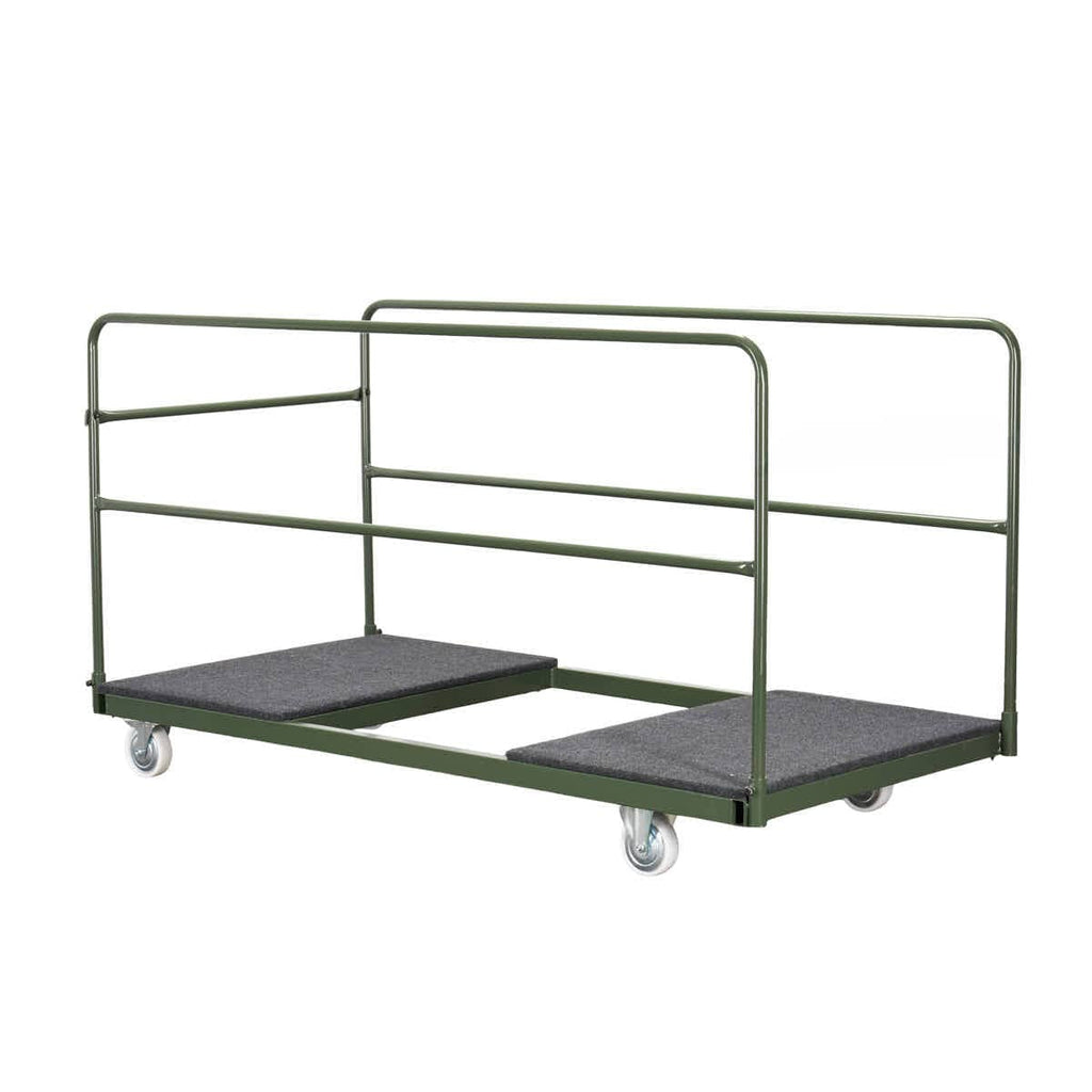10 Plywood 60" (5 Foot) Round Folding Tables with Metal Edge + Extra Large Steel Banquet Table Cart