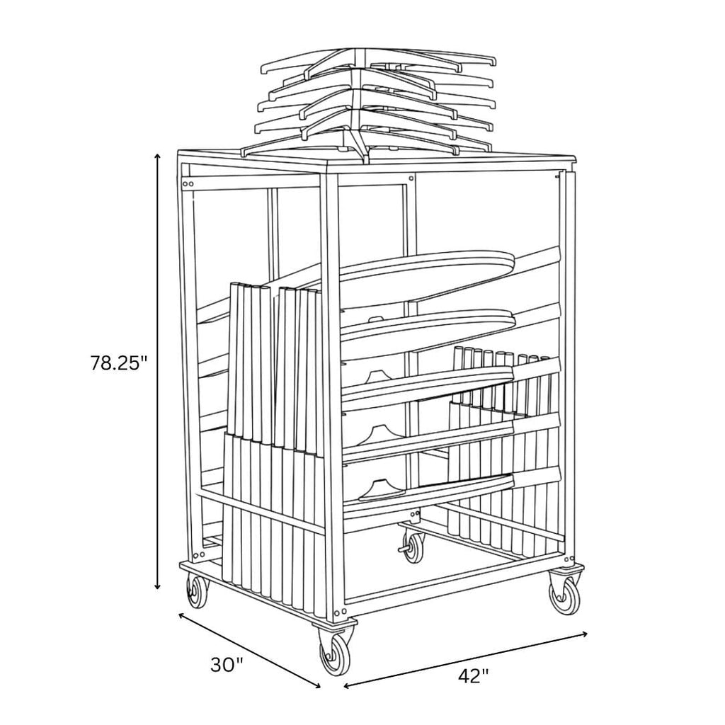 Steel Table Cart for 30" Cocktail Table Kits - up to 10 Tables