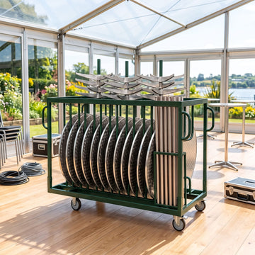 12 Stainless Steel 32" (2.67 Foot) Round Cocktail Table Kits + Cocktail Table Cart