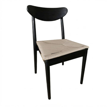 Black Wood Antler Chair with Natural Rope Seat