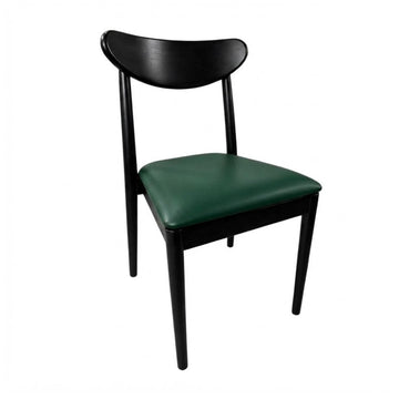 Black Wood Antler Chair with Hunter Green Vinyl Cushion