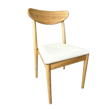 Natural Wood Antler Chair with White Vinyl Cushion