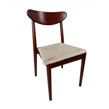 Walnut Finish Wood Antler Chair with Natural Rope Seat