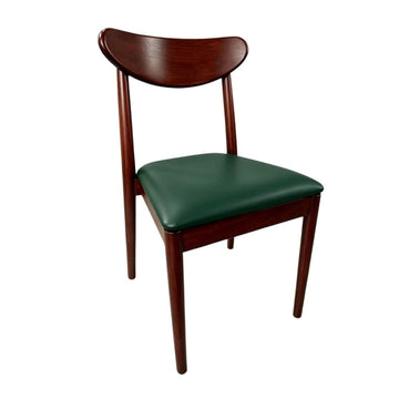 Walnut Finish Wood Antler Chair with Hunter Green Vinyl Cushion