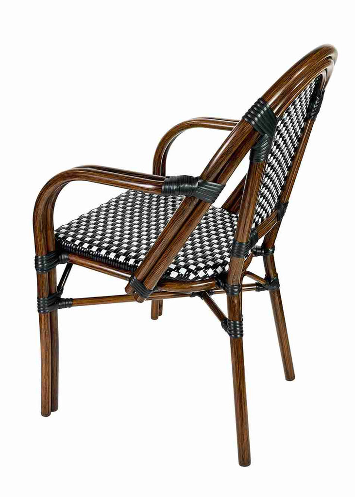 Scratch and Dent Black and White French Bistro Chair Patio Dining with Arms